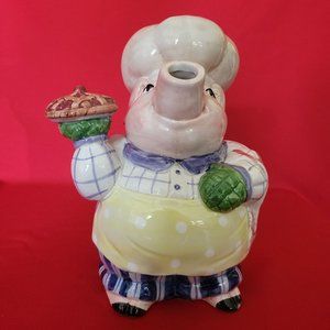 Fitz & Floyd Pig Baker Pitcher 25 Oz 1993 Taiwan Antique Collectibles